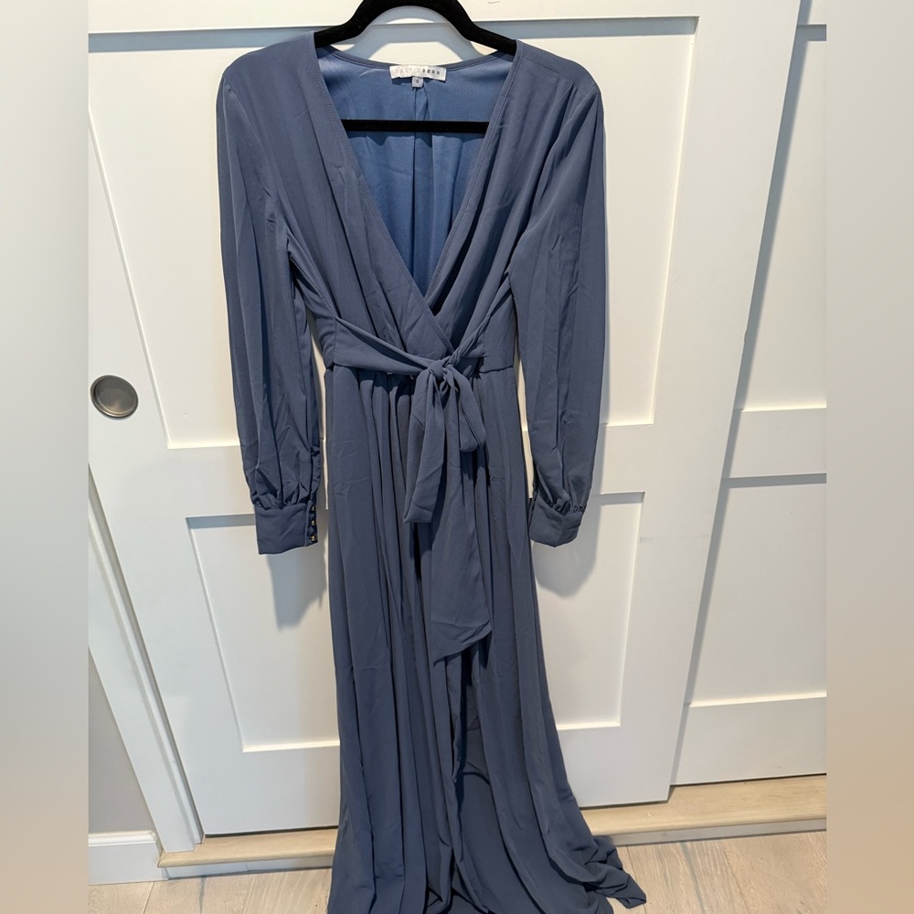 Baltic Born Long Sleeve Wrap Maxi Dress - Slate Blue